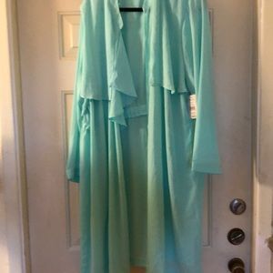 L/S mint green polyester kimono by FTF - size 3